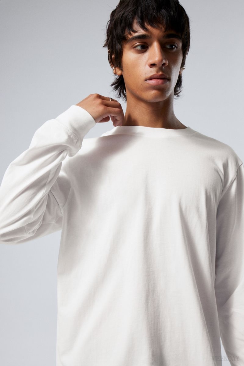 Weekday Relaxed Midweight Long Sleeve White | OUPN3517