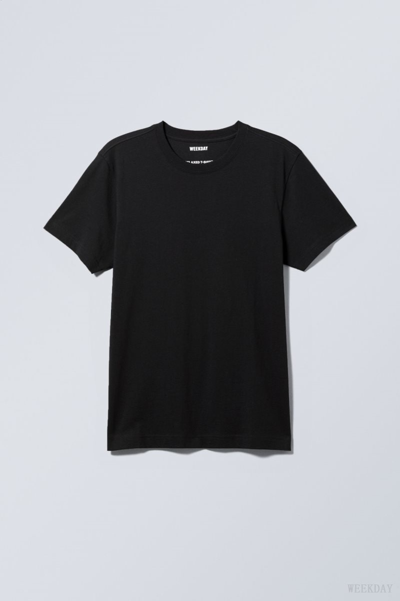 Weekday Relaxed Midweight T-shirt Black | PTMY4960