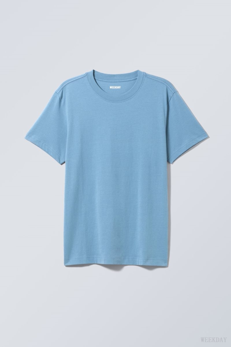 Weekday Relaxed Midweight T-shirt Light Blue | SOVO1257