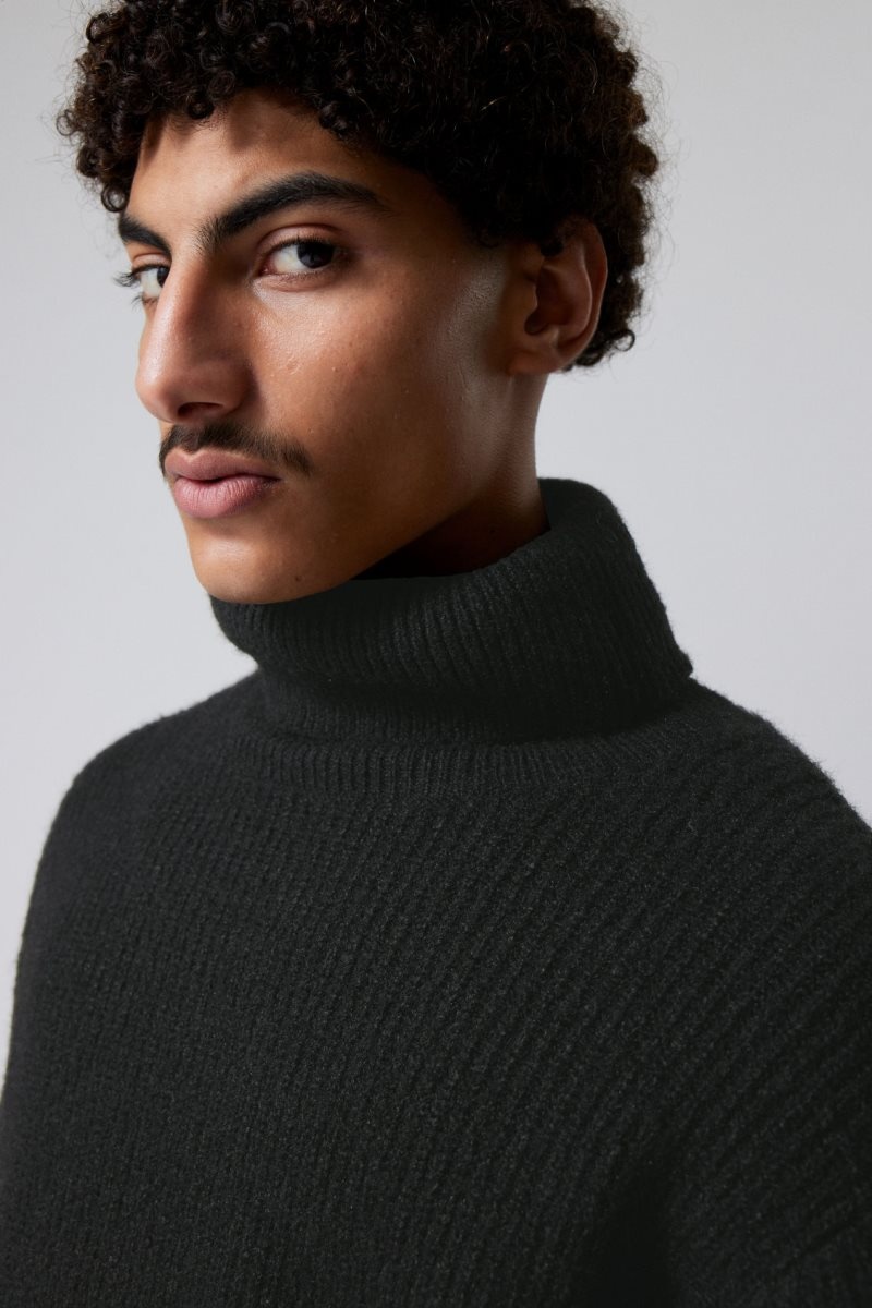 Weekday Renzo Relaxed Wool Blend Turtleneck Black | ZSHF2687