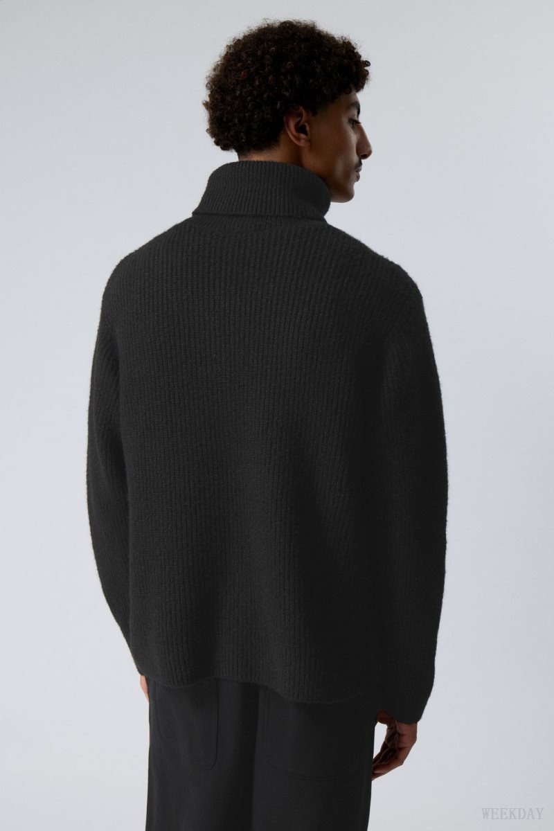 Weekday Renzo Relaxed Wool Blend Turtleneck Black | ZSHF2687