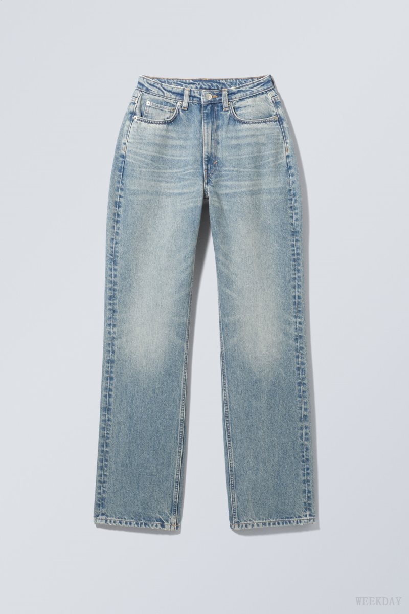 Weekday Resolute Curve High Straight Jeans Blue | RMSO9452