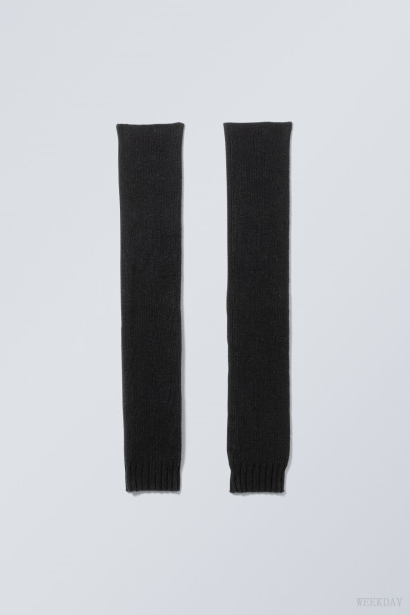 Weekday Rib Knit Leg Warmers Black | OFVX3025