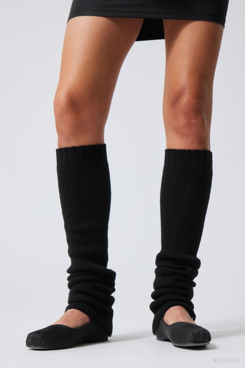 Weekday Rib Knit Leg Warmers Black | OFVX3025