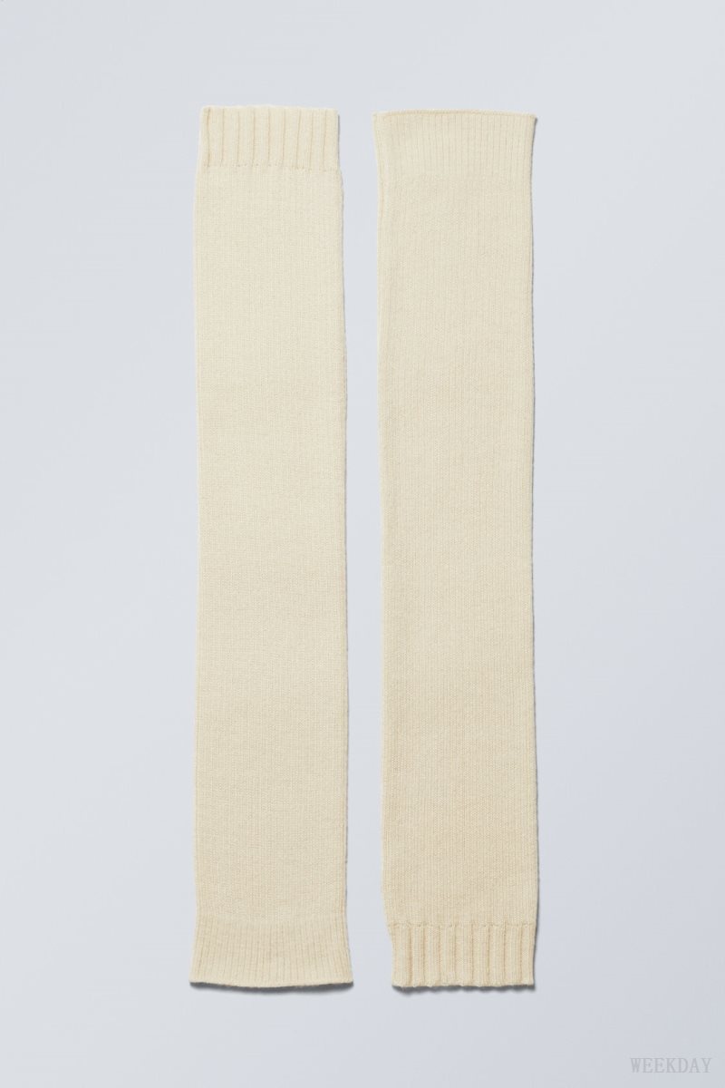 Weekday Rib Knit Leg Warmers White | SLDP2904