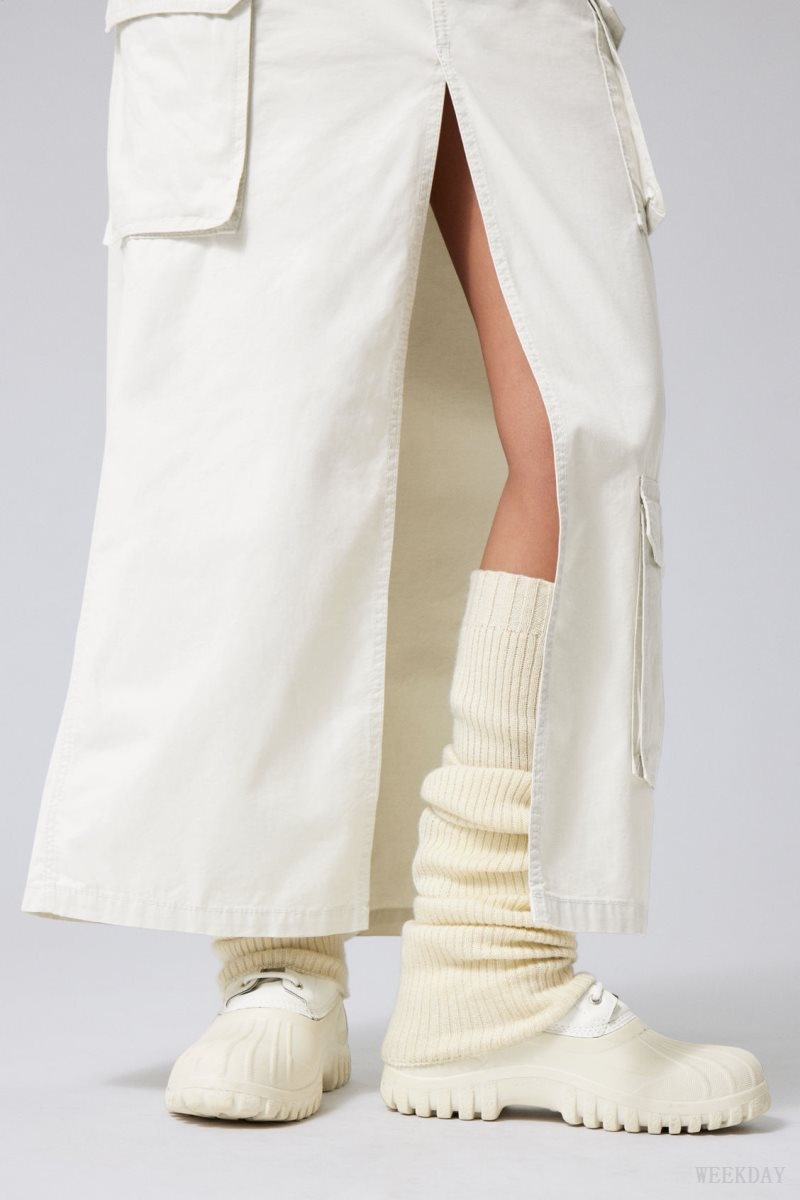 Weekday Rib Knit Leg Warmers White | SLDP2904