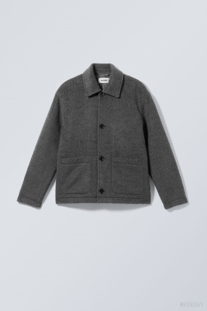 Weekday Rory Wool Jacket Dark Grey | VIXP2501