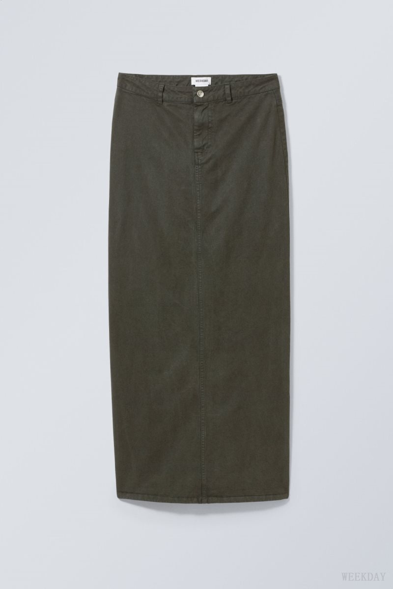 Weekday Rose Long Skirt Dark Green | QWWX2252