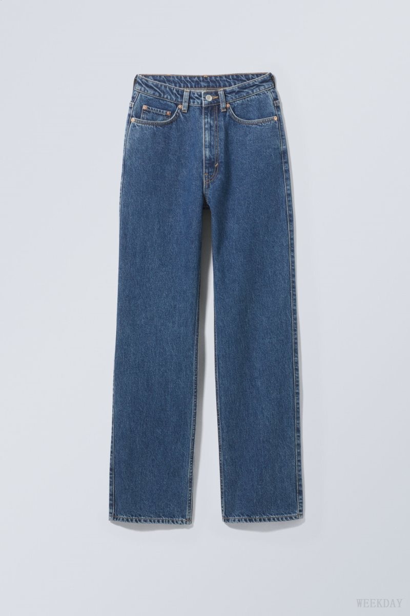 Weekday Rowe Extra High Straight Jeans Blue | PQKM5563