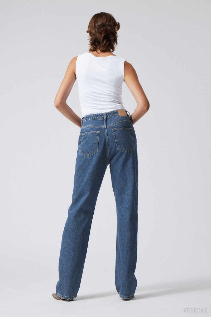 Weekday Rowe Extra High Straight Jeans Blue | PQKM5563