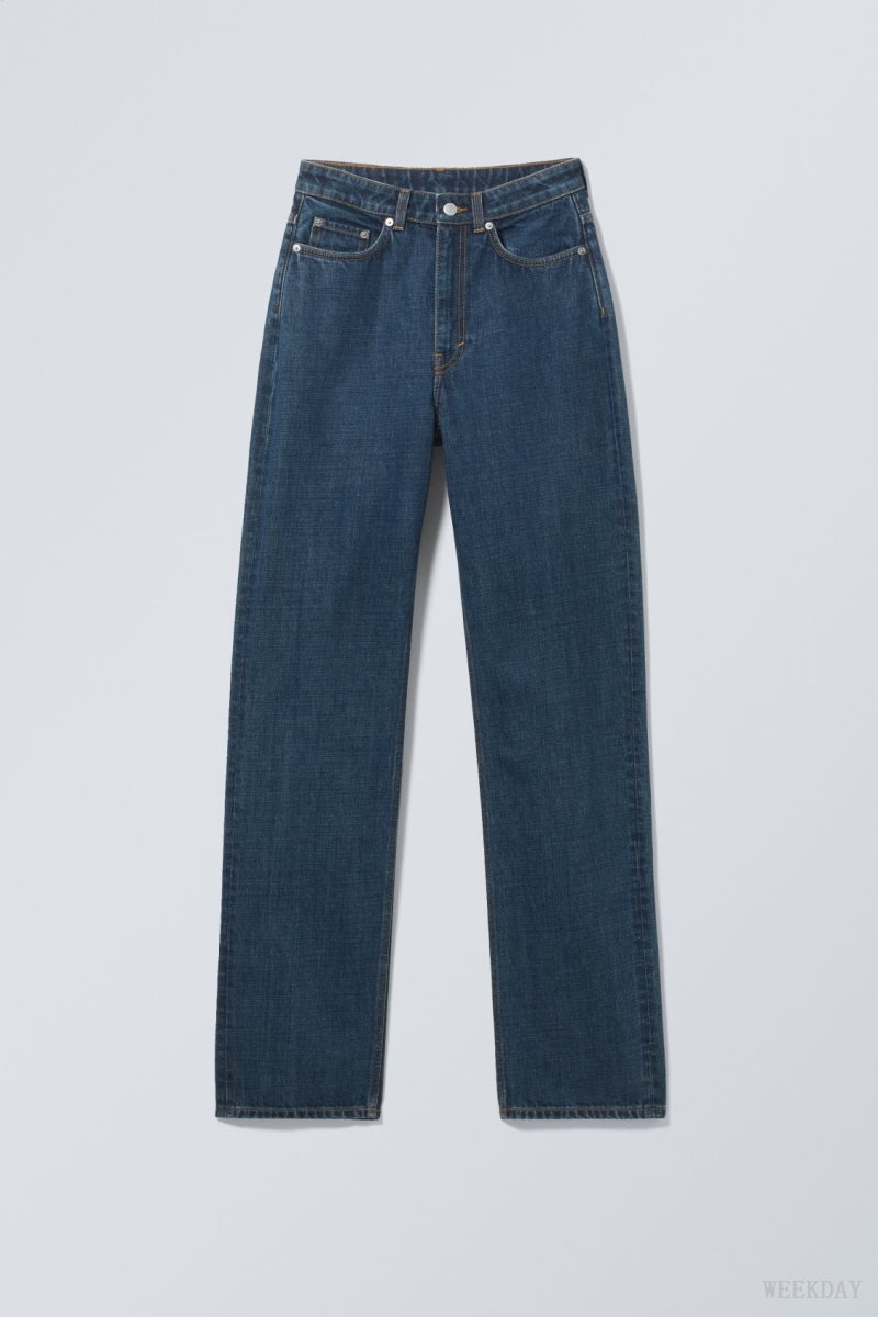 Weekday Rowe Extra High Straight Jeans Blue | VDRV7084