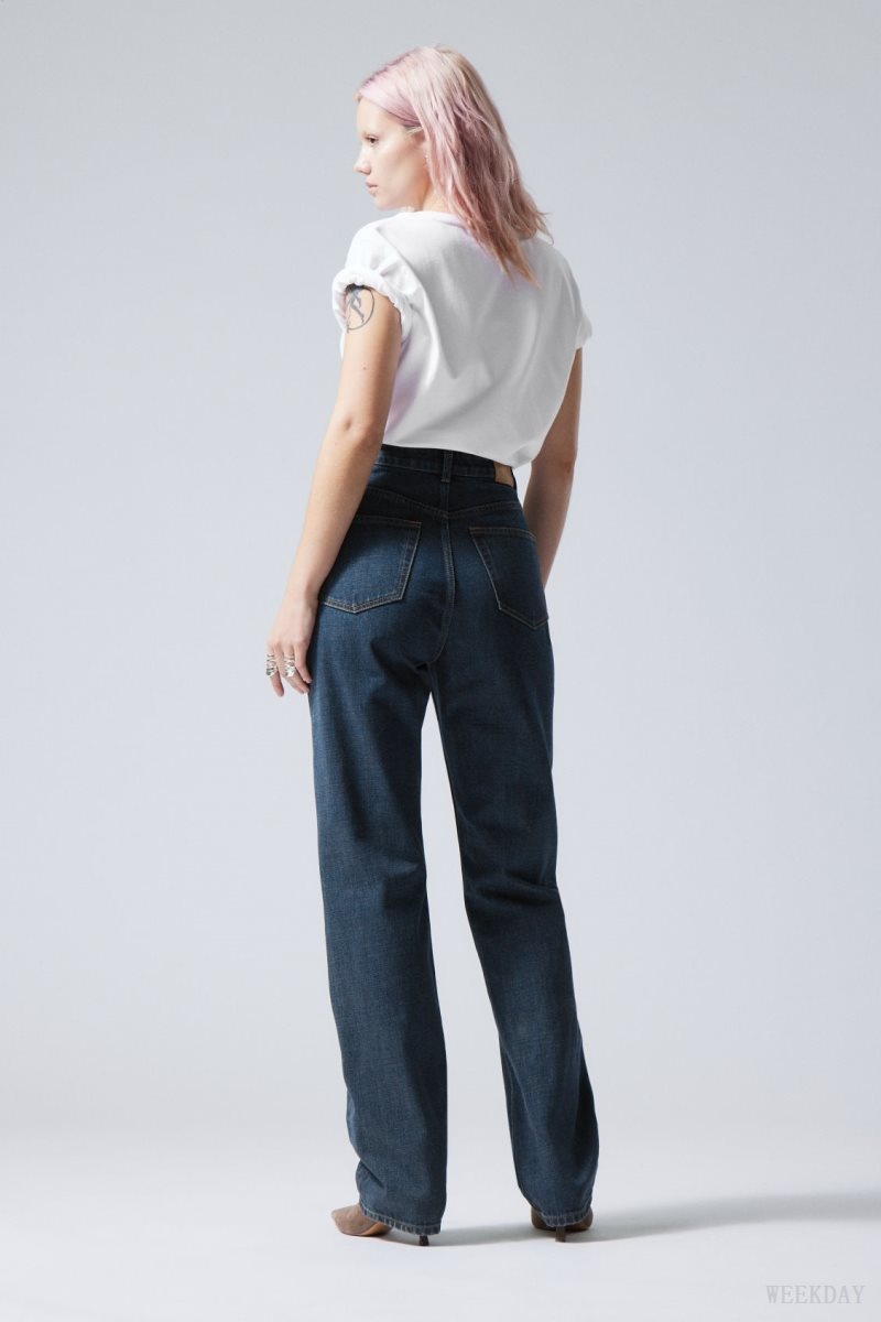 Weekday Rowe Extra High Straight Jeans Blue | VDRV7084