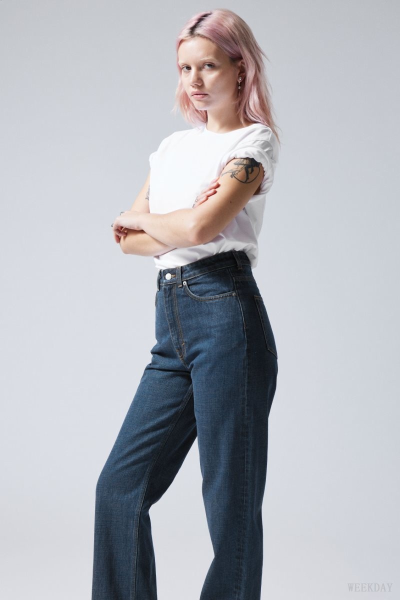 Weekday Rowe Extra High Straight Jeans Blue | VDRV7084