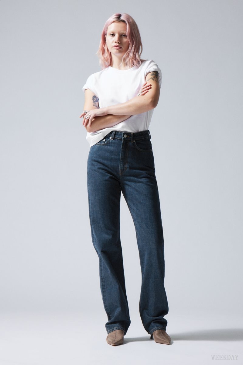 Weekday Rowe Extra High Straight Jeans Blue | VDRV7084