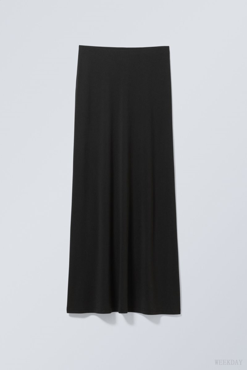 Weekday Signe Drapy Maxi Skirt Black | RJEL2338