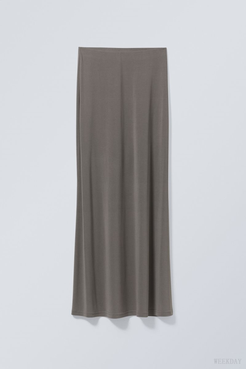 Weekday Signe Drapy Maxi Skirt Dark Mole | THSX3168