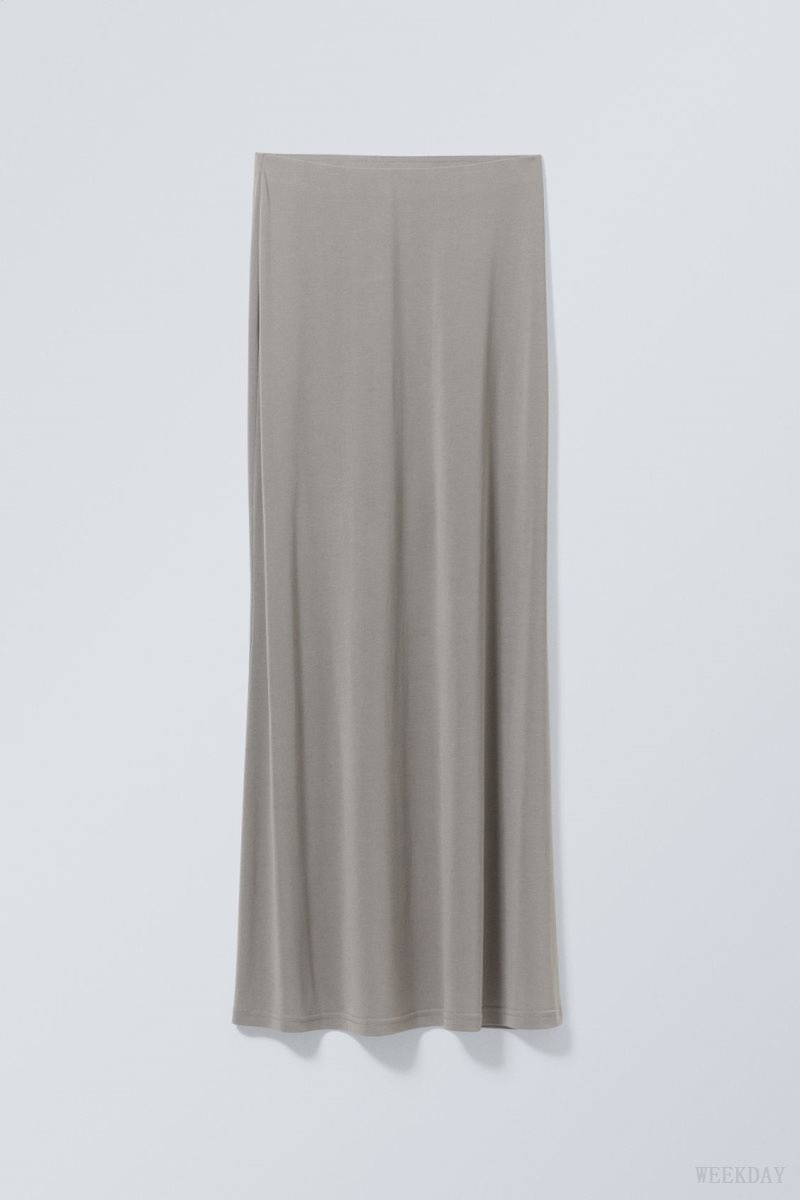 Weekday Signe Drapy Maxi Skirt Grey | JANY5651