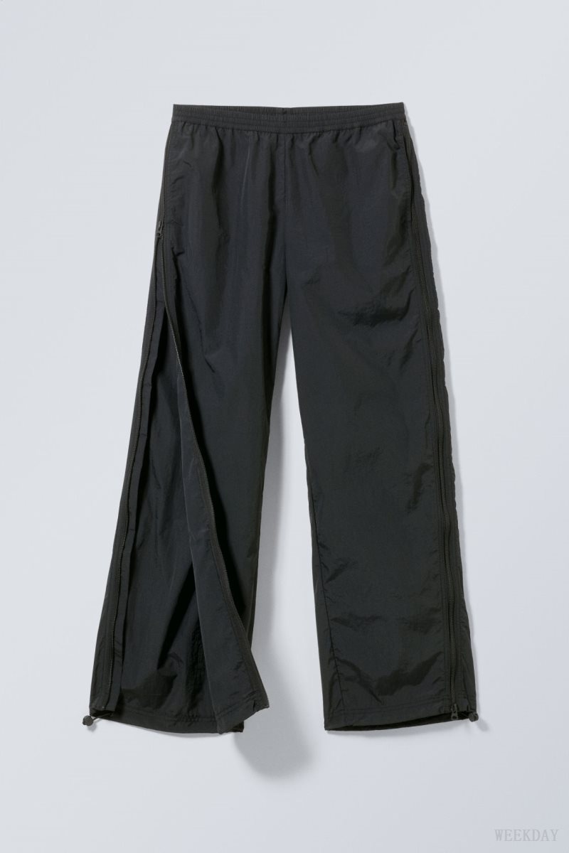 Weekday Simona Side Zip Track Trousers Black | ZBFF5901