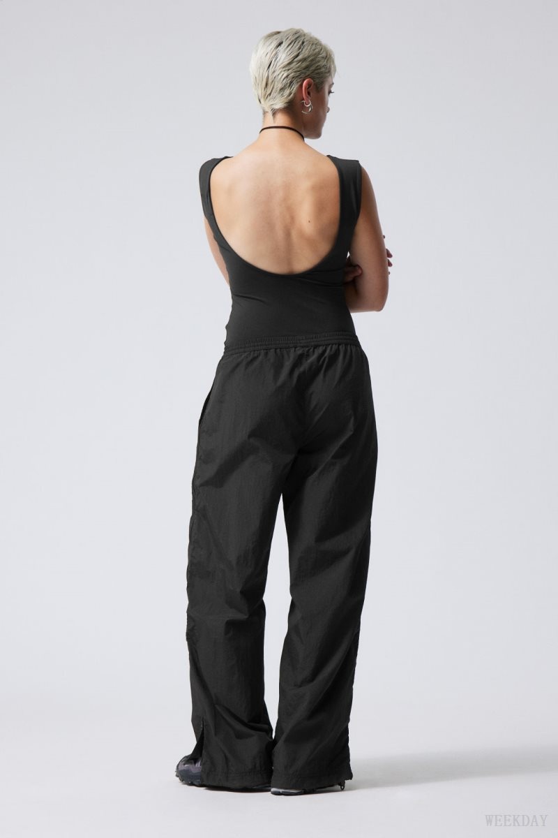 Weekday Simona Side Zip Track Trousers Black | ZBFF5901