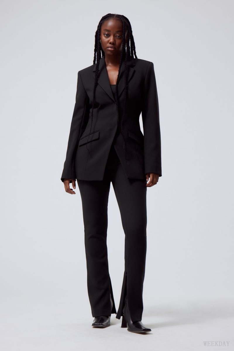 Weekday Simone Waisted Blazer Black | MIQC3067