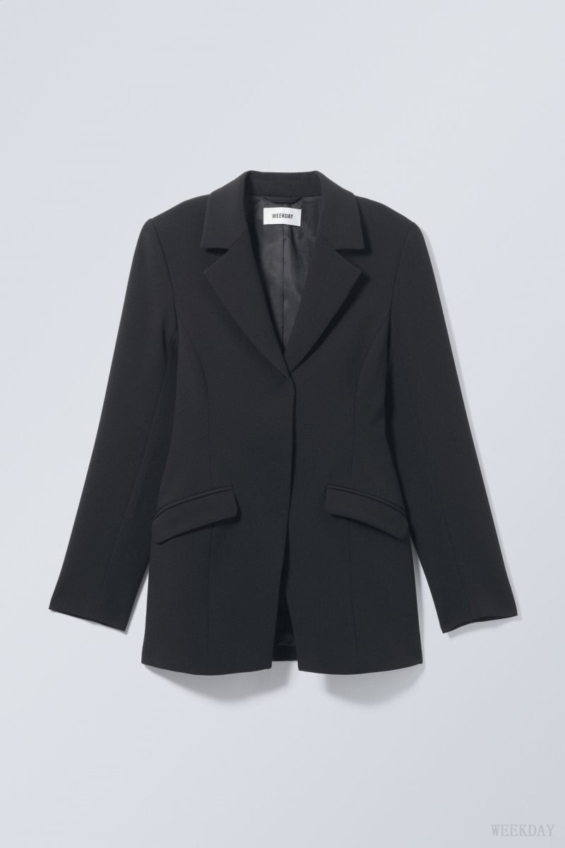 Weekday Simone Waisted Blazer Black | MIQC3067