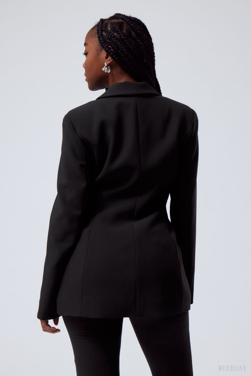 Weekday Simone Waisted Blazer Black | MIQC3067