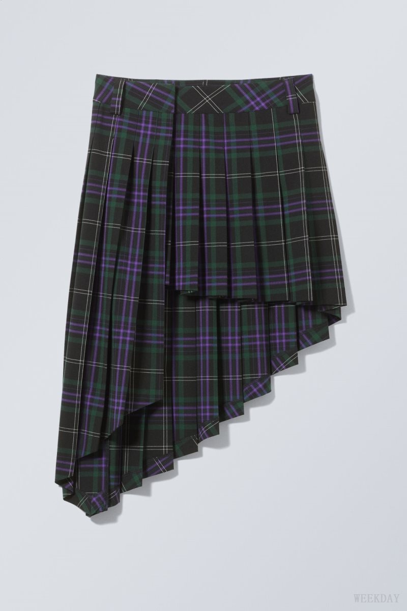 Weekday Skylar Pleated Midi Skirt Purple | RBNJ1914