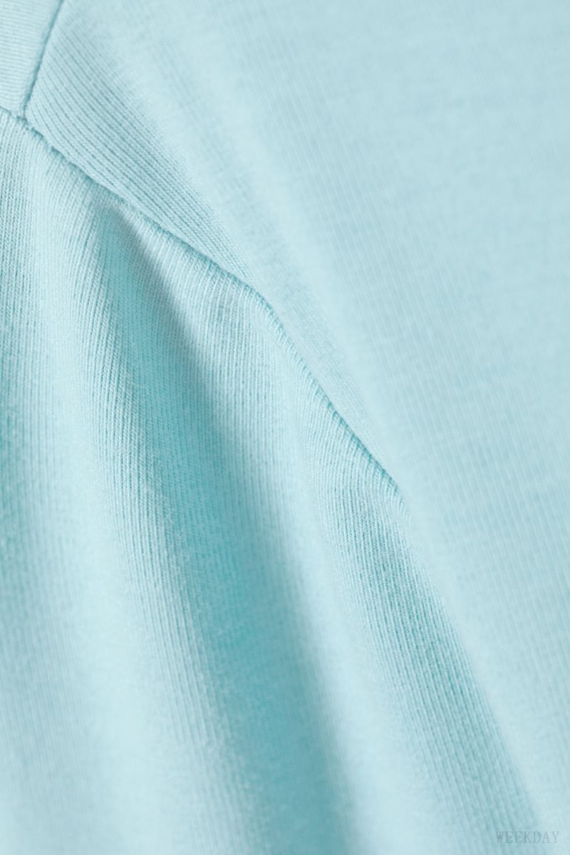 Weekday Slim Fitted Long Sleeve Light Turquoise | GKDY4419