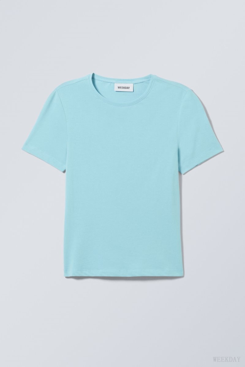 Weekday Slim Fitted T-shirt Light Blue | SZWU3732