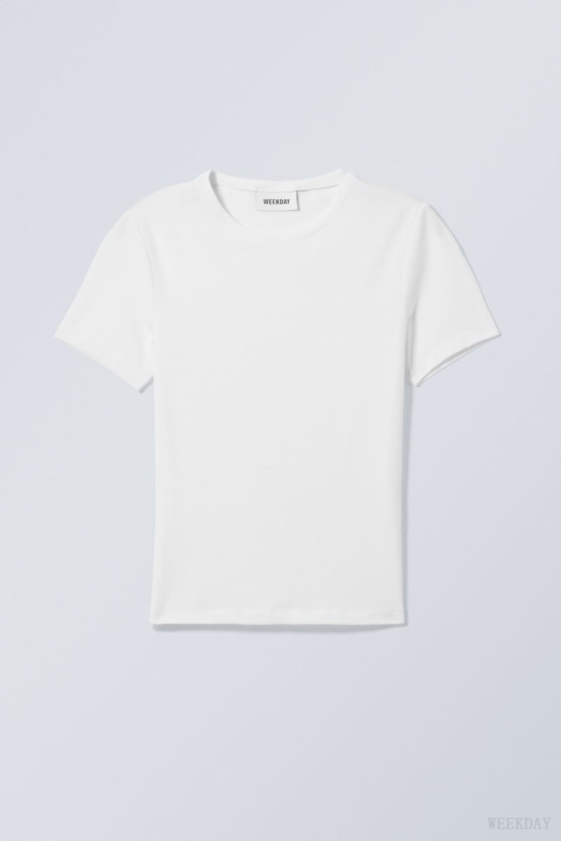 Weekday Slim Fitted T-shirt White | QXZH7870