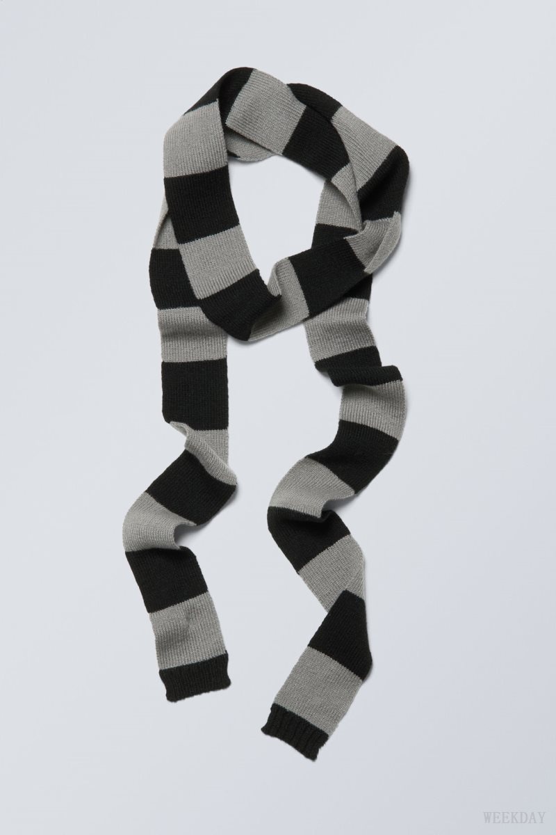 Weekday Slim Scarf Black / Grey | ODIF5036