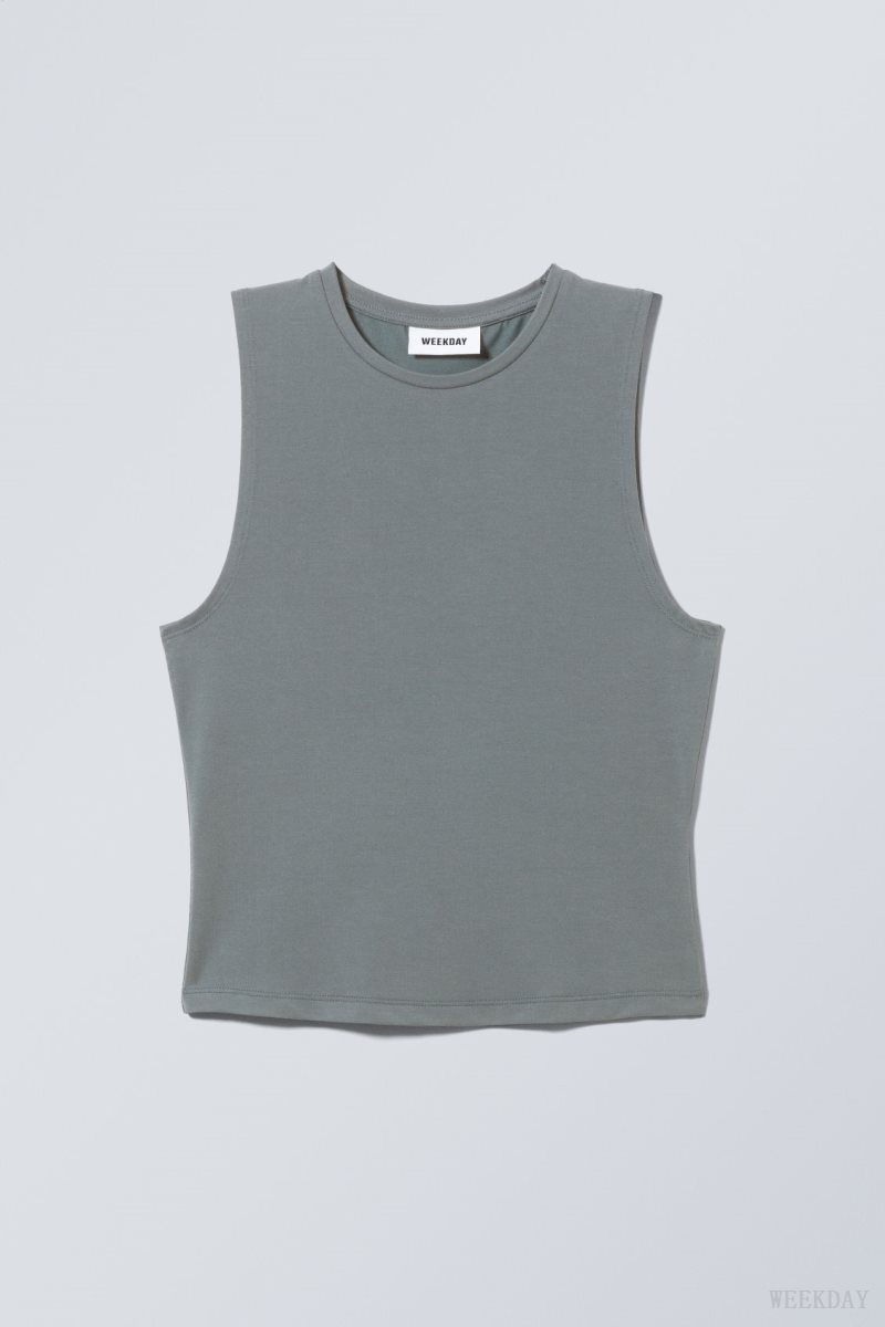 Weekday Soft Brushed Tank Top Dark Turquoise | RJTK4910