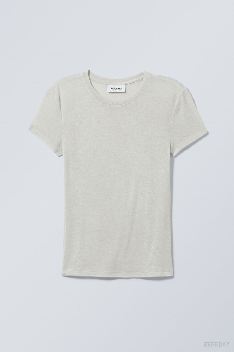 Weekday Soft Sheer Fitted T-shirt Dusty Mole | YENE8479