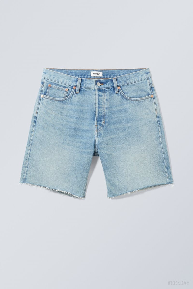 Weekday Space Relaxed Denim Shorts Blue | KCHC3633