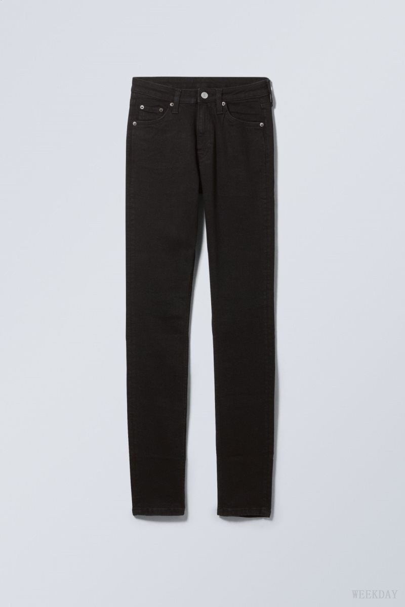 Weekday Spare Mid Skinny Jeans Black | ITBM8482