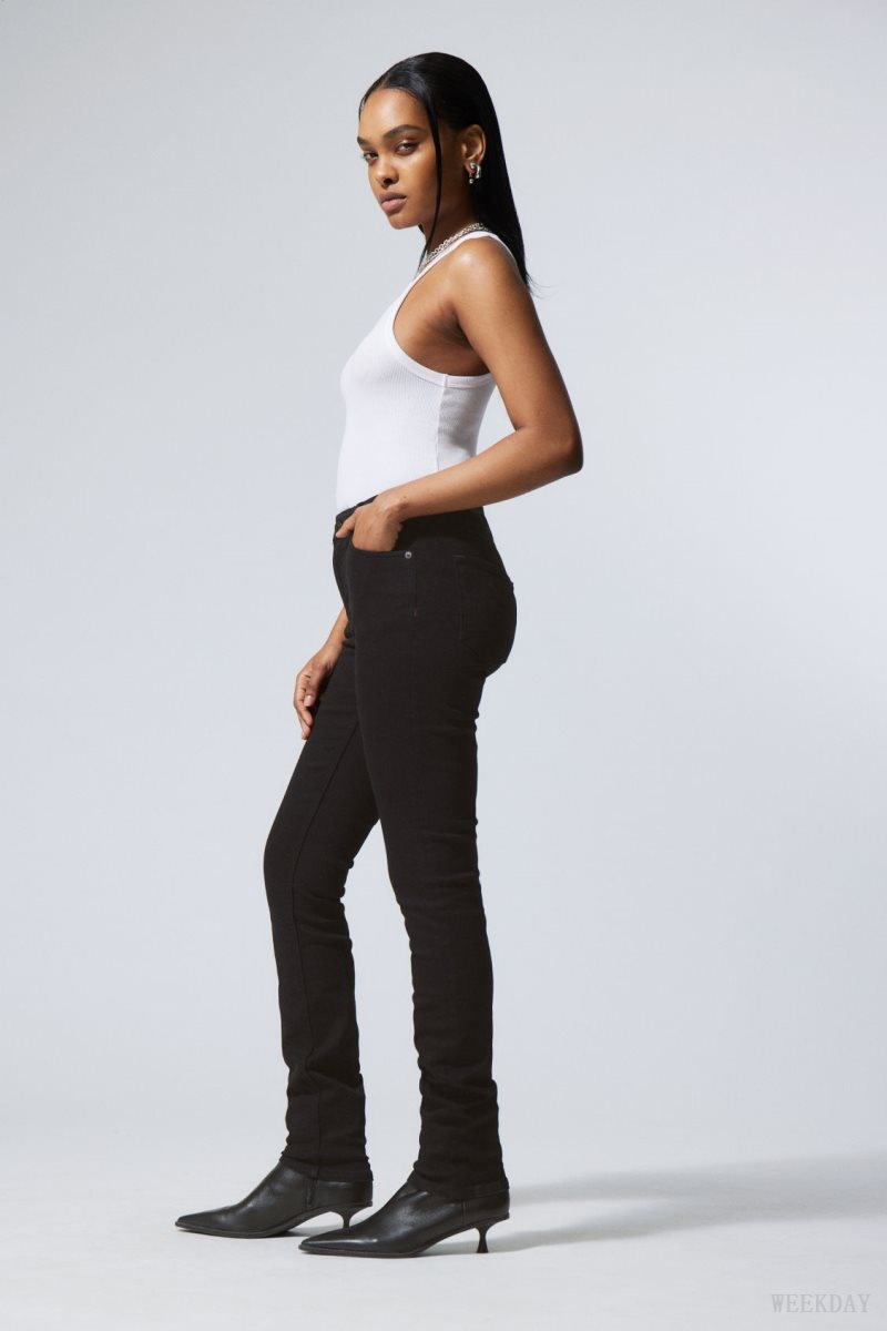 Weekday Spare Mid Skinny Jeans Black | ITBM8482