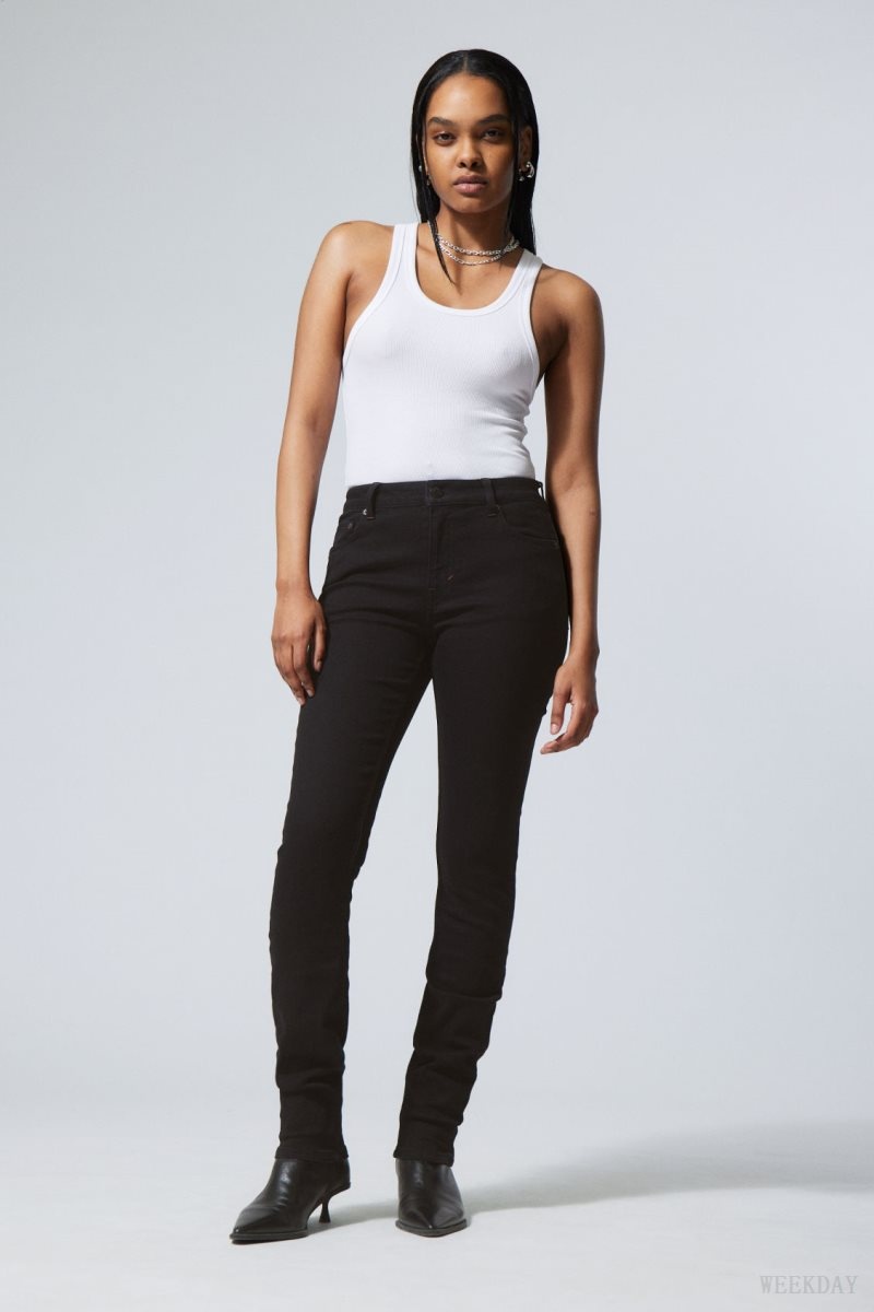 Weekday Spare Mid Skinny Jeans Black | ITBM8482