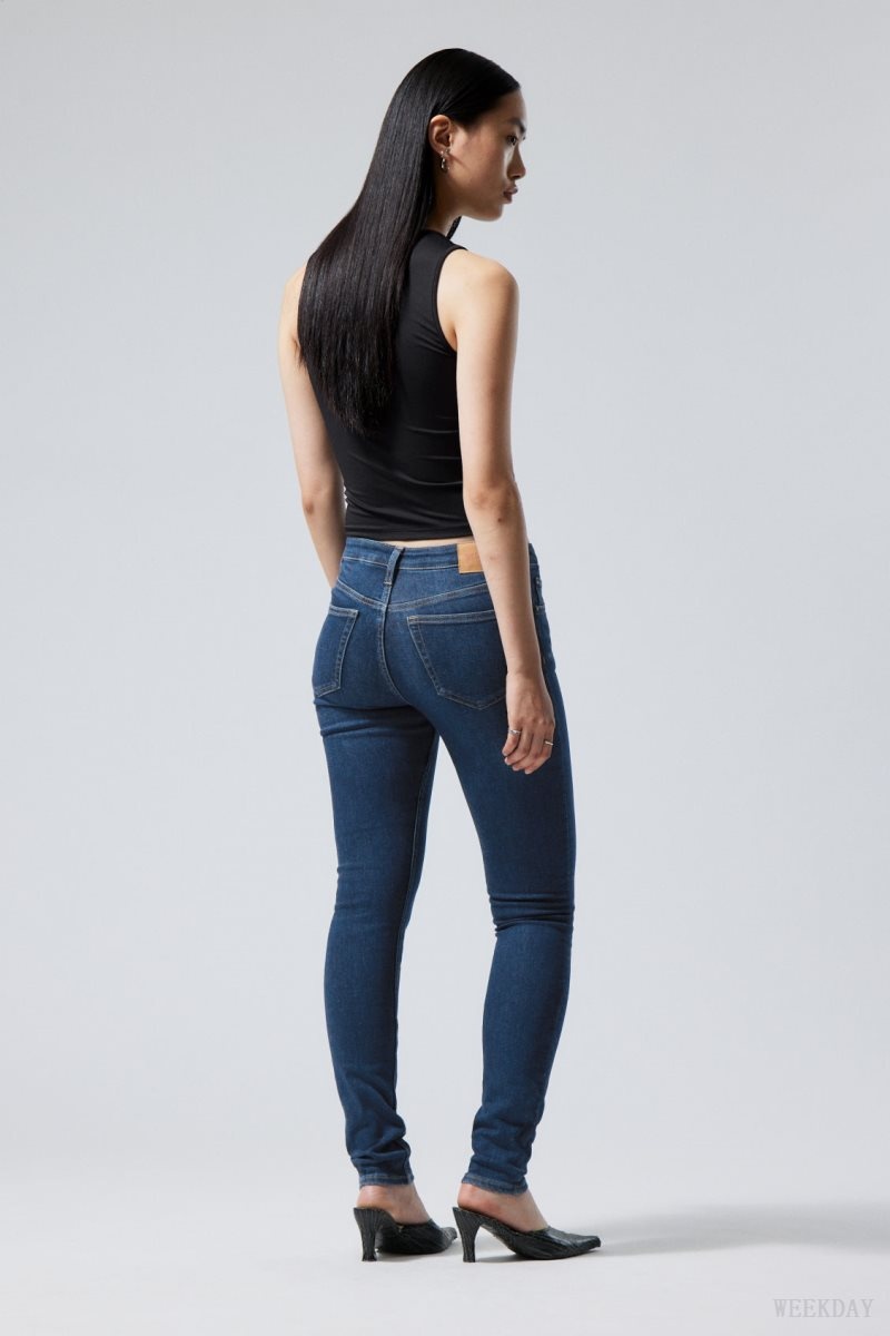 Weekday Spare Mid Skinny Jeans Blue | CIGL4256