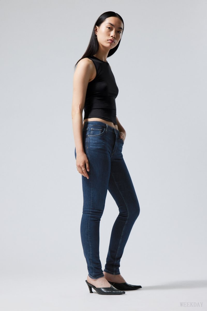 Weekday Spare Mid Skinny Jeans Blue | CIGL4256