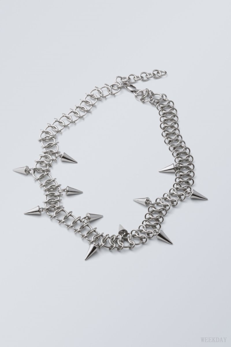 Weekday Spike Necklace Silver | OAHJ8065