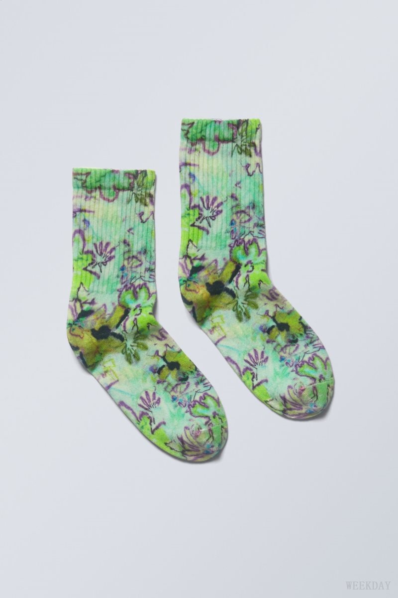 Weekday Sport Printed Socks Flower | ALXO1840