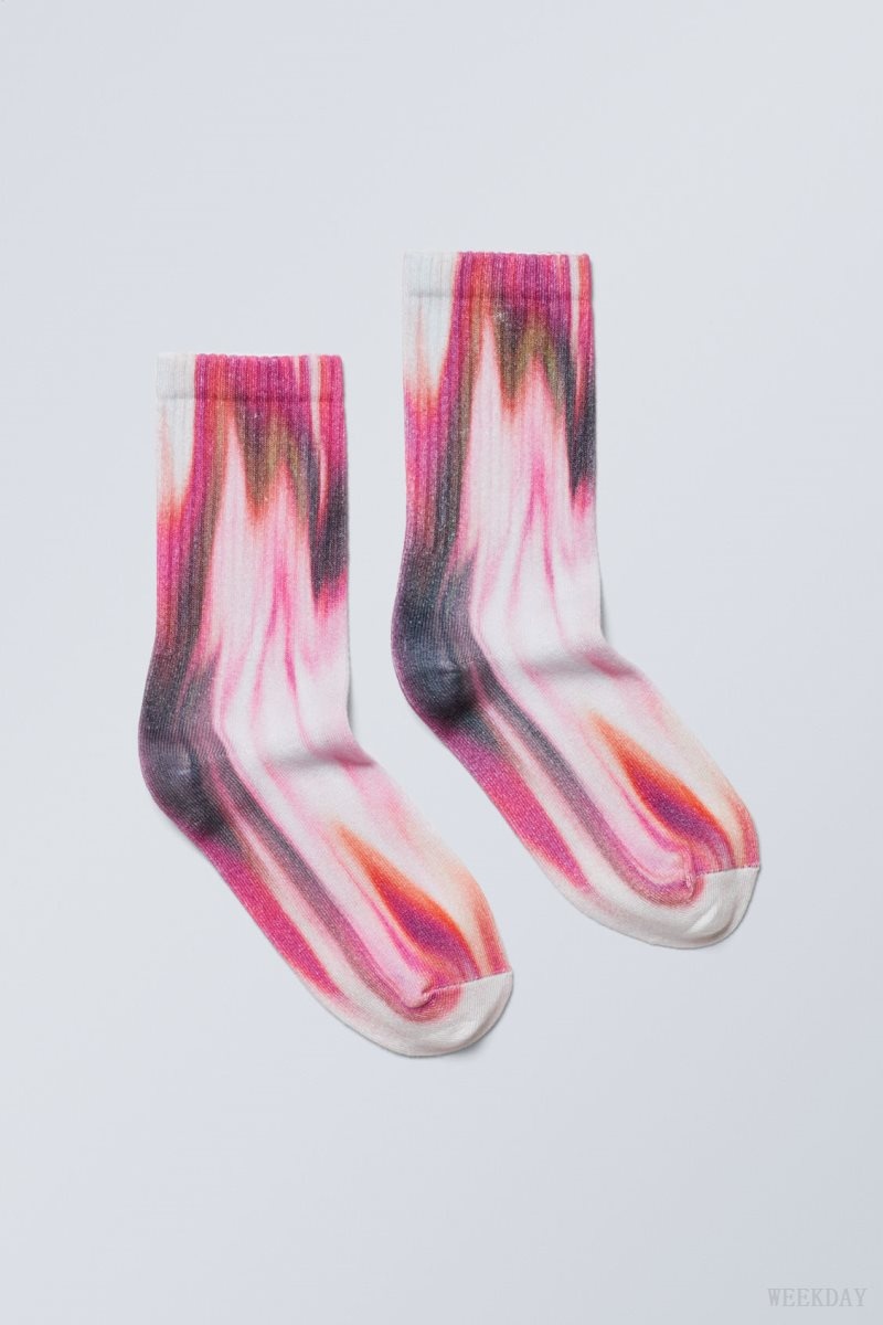 Weekday Sport Printed Socks Pink | VHJT1287