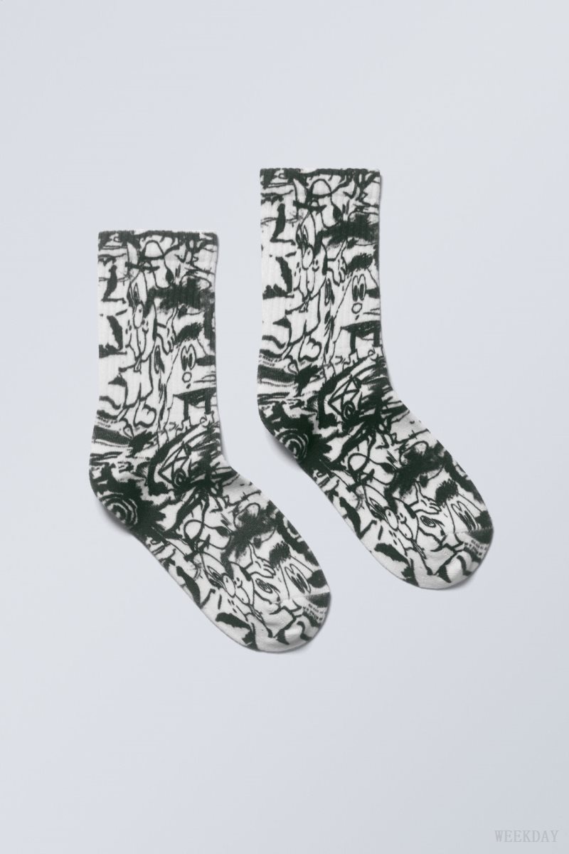 Weekday Sport Printed Socks Triple Scribble | JIIN6304