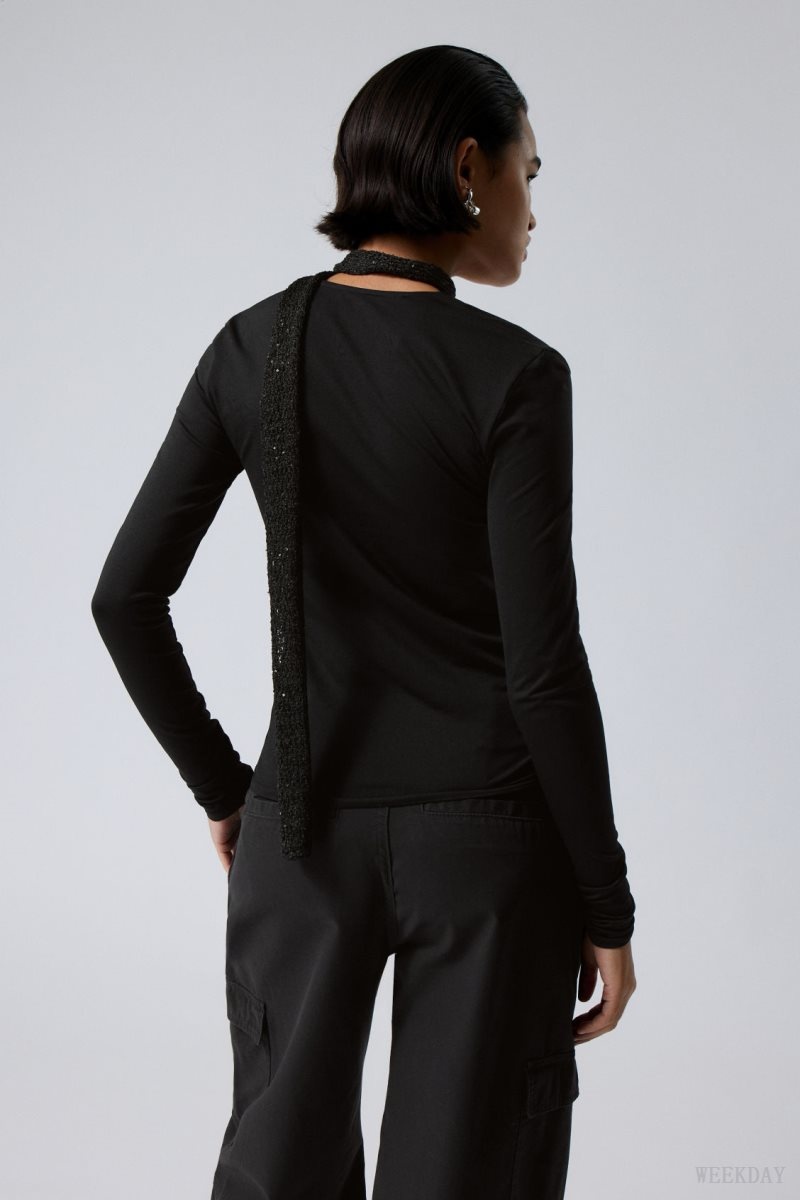 Weekday Square Neck Longsleeve Top Black | ATWY0888