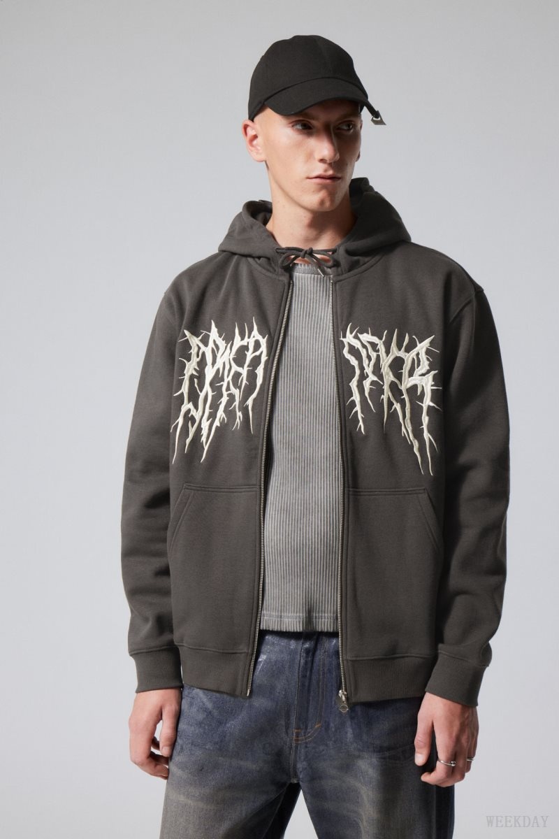 Weekday Standard Graphic Zip Hoodie Spiky Dreamer | GQOR7383