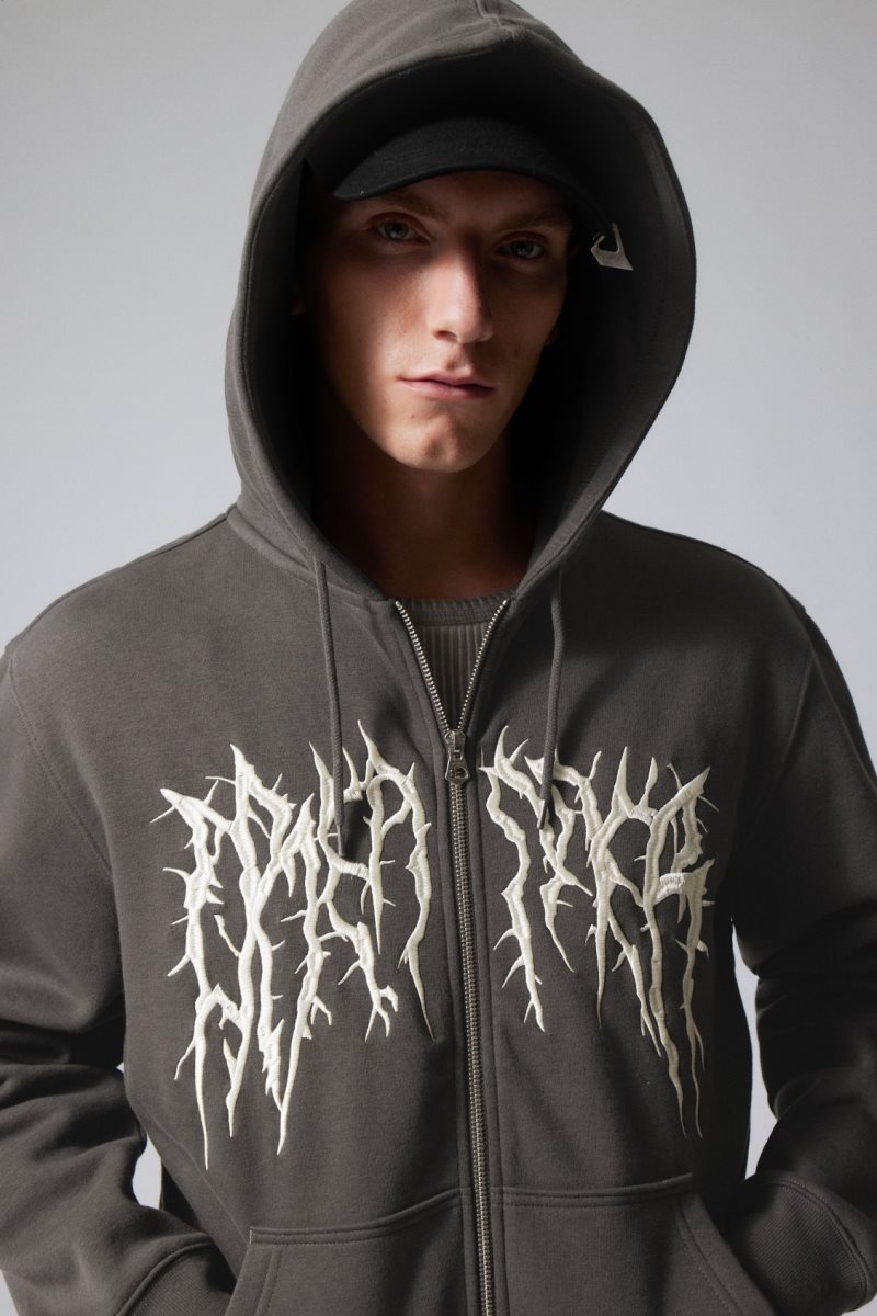 Weekday Standard Graphic Zip Hoodie Spiky Dreamer | GQOR7383