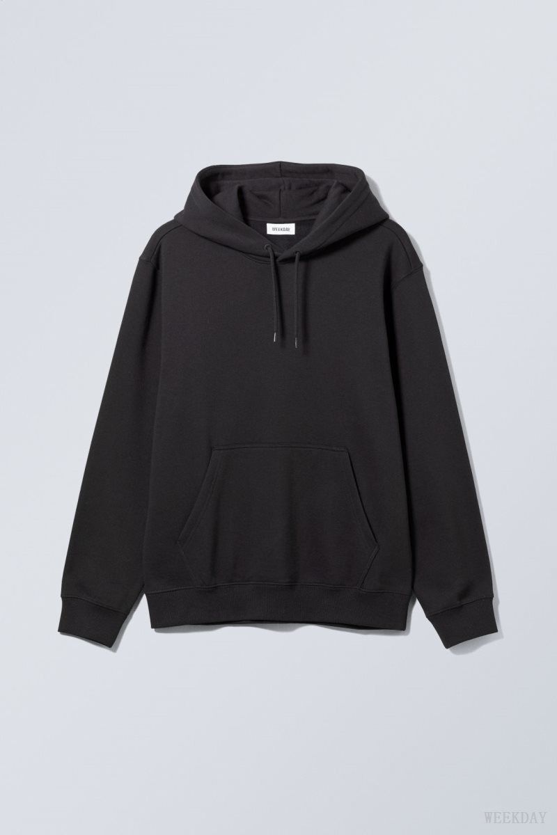 Weekday Standard Midweight Hoodie Black | QSHC5500