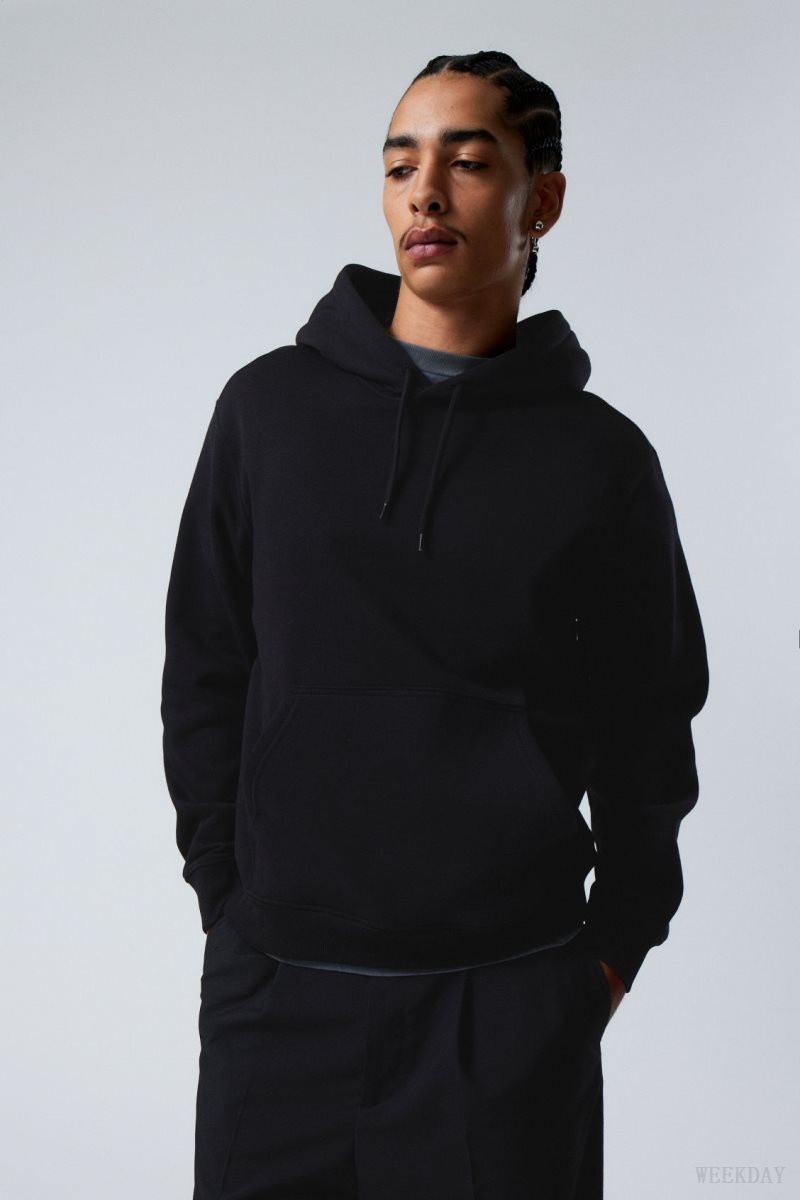 Weekday Standard Midweight Hoodie Black | QSHC5500