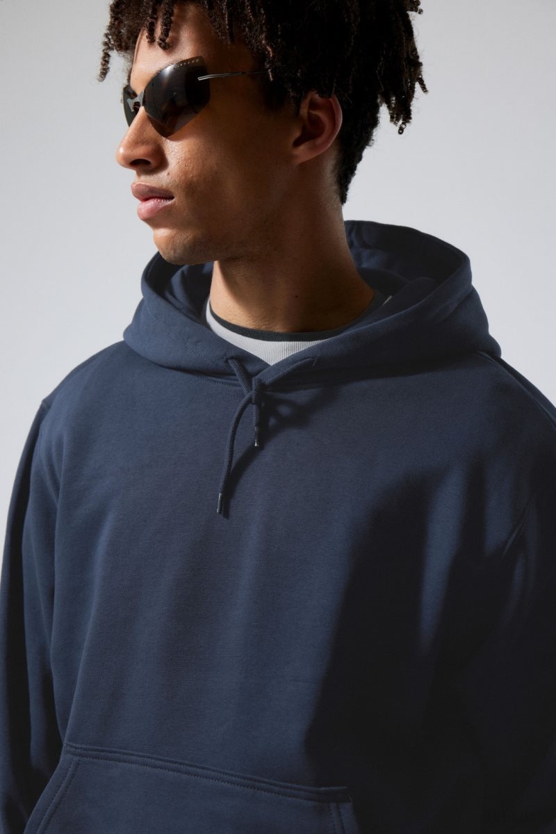 Weekday Standard Midweight Hoodie Dark Blue | CGTB5238