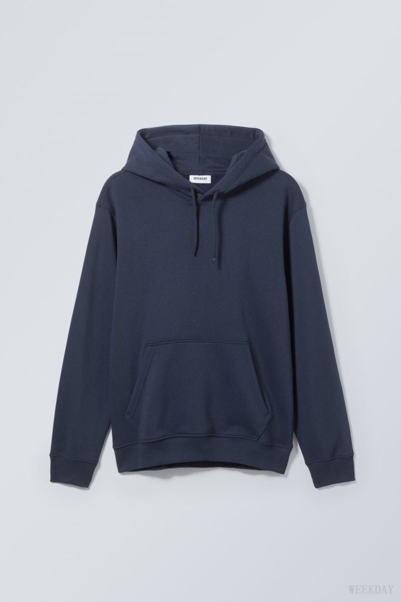 Weekday Standard Midweight Hoodie Dark Blue | CGTB5238